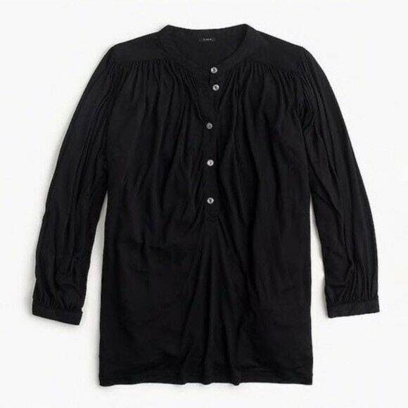 J.Crew black drapey popover button up top - Picture 1 of 6
